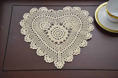 Wheat color Heart Shape Crochet Lace 12"x12 Crochet Hearts